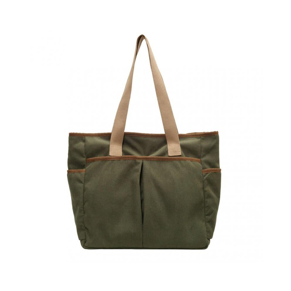 (Green)Fashion Multi-Pocket Large Capacity Tote Bag Wear Resistant Comfy Portable Bag for Outdoor Travel