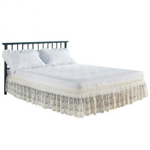 (150*200 38cm, Beige) Fashion Bed Skirts Washable Universal Lace Bed Ruffle for Hotel Use