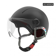 (HD Mirror, Black) Motorcycle Cycling Helmets Anti-impact E-bike Riding Helmets for Women Men