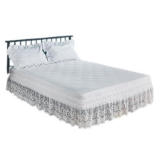 (150*200 38cm, White) Fashion Bed Skirts Washable Universal Lace Bed Ruffle for Hotel Use
