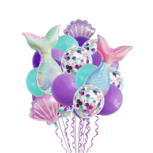 22pcs Mermaid Tail Themed Party Balloons Cartoon Foil Balloons for Birthday Mother's Day Graduation Decor