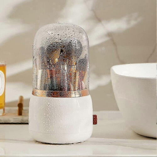 (White) Makeup Brush Holder, 360 Rotating Storage Barrel for Brushes & Lipstick Organizer 1