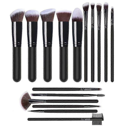 (black) 16 Pcs Travel Makeup Brush Set