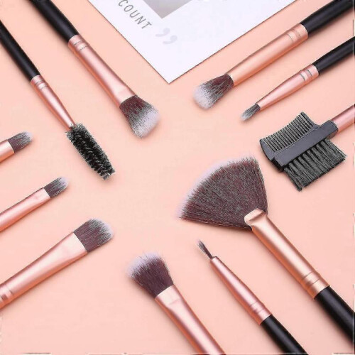 (black) 16 Pcs Travel Makeup Brush Set 2
