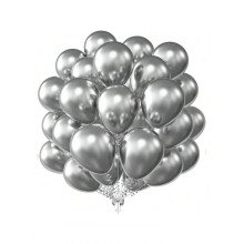(Silver) 50 Pcs 12 Inch Metal Balloons Purple Pink Rose Gold Silver Gold for Party Wedding Birthday Decor