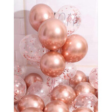 (Rose Gold) 20pcs Metallic Rose Gold & Sequin Latex Balloons Set for Party Decor, Mother's Day, Graduation