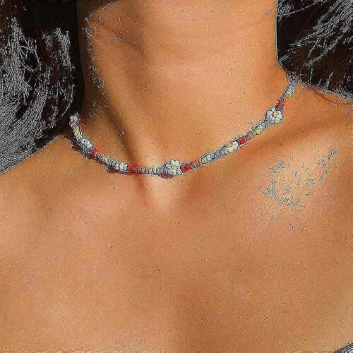 Bohemian Colored Daisy Short Necklace 1