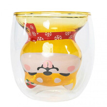 Christmas Shiba Inu Double Wall Glass Cup - Insulated Milk/Water Cup - Cute Gift