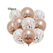 (20pcs Sequin Balloons, Rose Gold) 10pcs Birthday Balloons & 20pcs 12" Printed Latex Balloons Set for Party Christmas Graduation