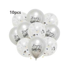 (20pcs Birthday Balloons, Silver) 10pcs Birthday Balloons & 20pcs 12" Printed Latex Balloons Set for Party Christmas Graduation