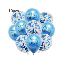 (20pcs Sequin Balloons, Blue) 10pcs Birthday Balloons & 20pcs 12" Printed Latex Balloons Set for Party Christmas Graduation