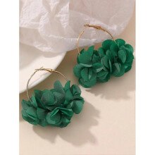 (Green) 1 Pair Elegant Floral Circle Design Earrings Fashion Party Accessory