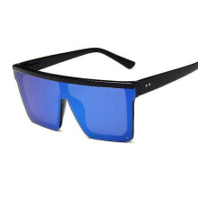 (BlackBlue) Oversized Shades Sunglasses Men Black  Square Sun Glasses Male Vintage Retro Glasses Female Women OrW TUZ
