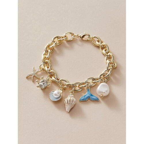 (Multicolor) Andkiss Starfish Fish Tail Charm Bracelet
