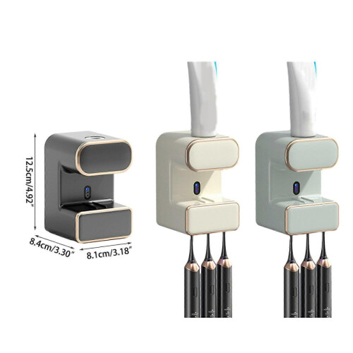 Automatic Toothpaste Dispenser Electric Toothpaste Dispenser Wall Mounted Dust-Proof Toothbrush Holder for Bathroom 2