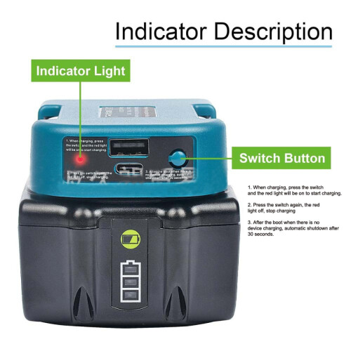 2 Pack USB Charger Adapter Compatible With Makita 18V Battery 2