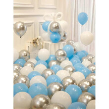 (Silver) 36pcs 10 Inch Macaron Pastel Pink Light Blue Latex Balloons for Wedding Party Birthday Decor