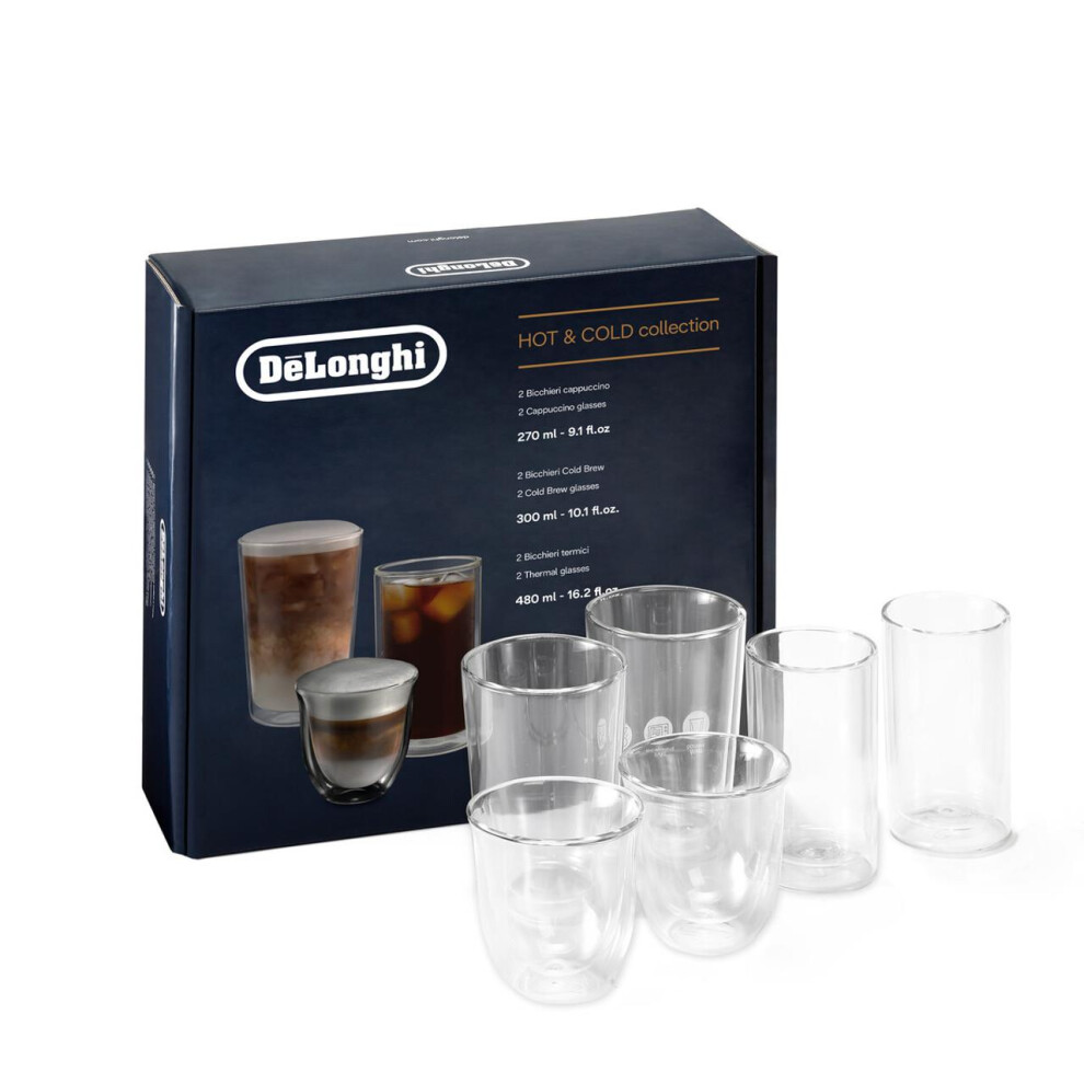 De'longhi Dlsc326 Double Wall Hot & Cold Collection Glasses Pack Of 6