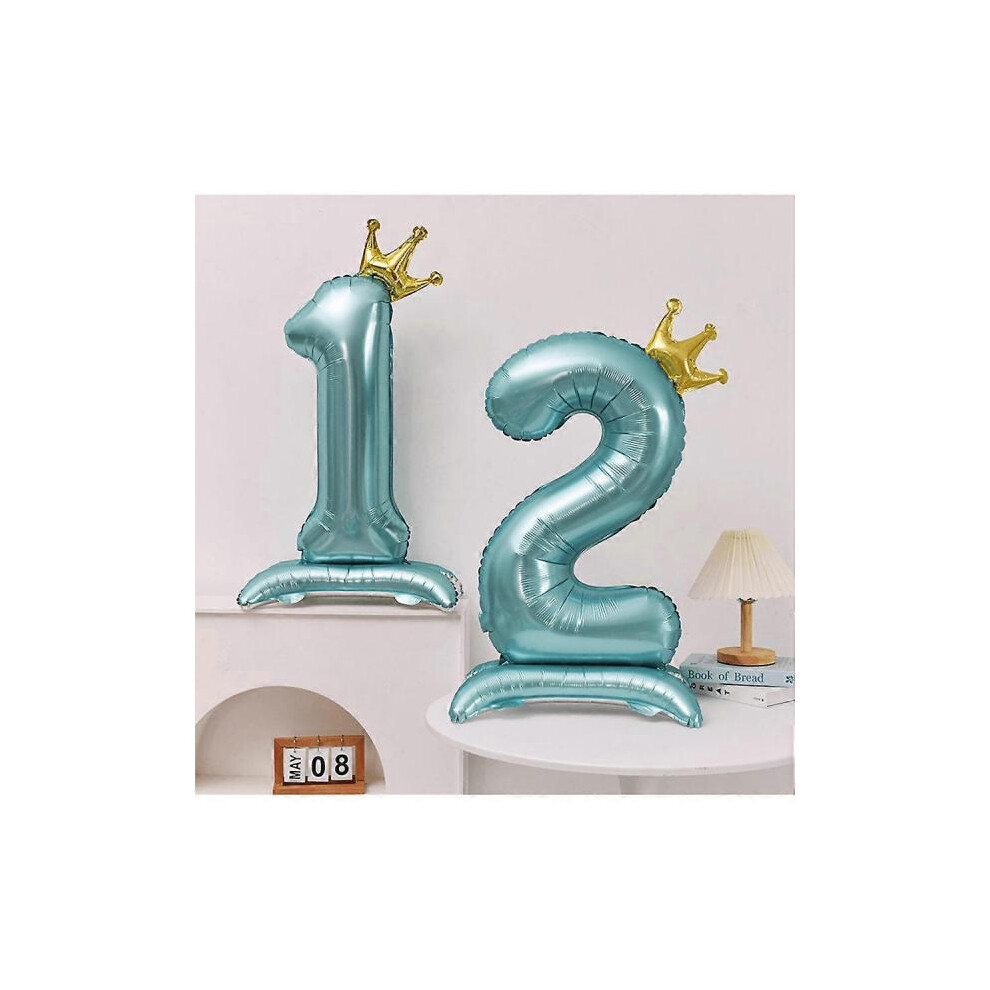 (6,Blue)2pcs 39" Pink Number Foil Balloons Set with Butterflies for Birthday Wedding Party Decor