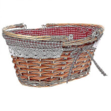 Wooden Picnic Basket with Handles - Handwoven Wicker Flower Garden Basket