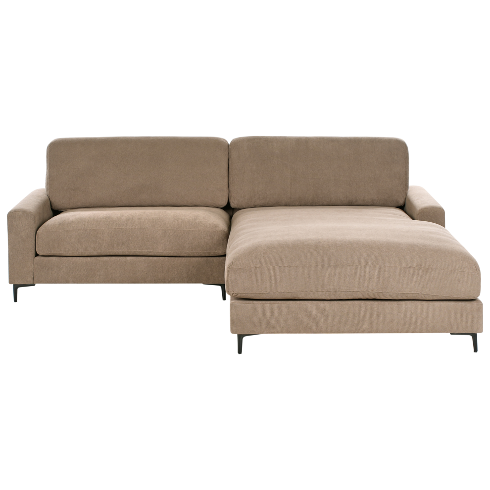 Corner Sofa 3 Seater MALOY Fabric Brown Left Hand