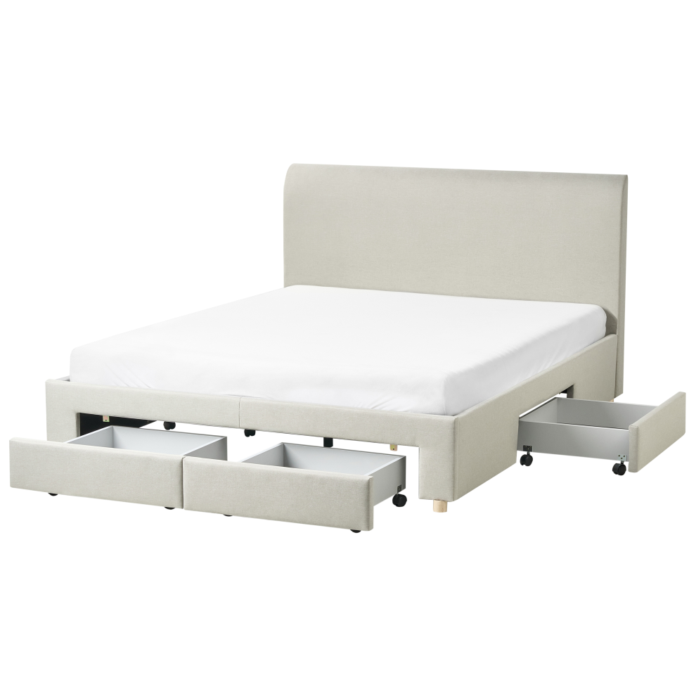 Bed with Storage Drawers Fabric SOUTRIN 160 x 200 cm (EU King Size) Beige