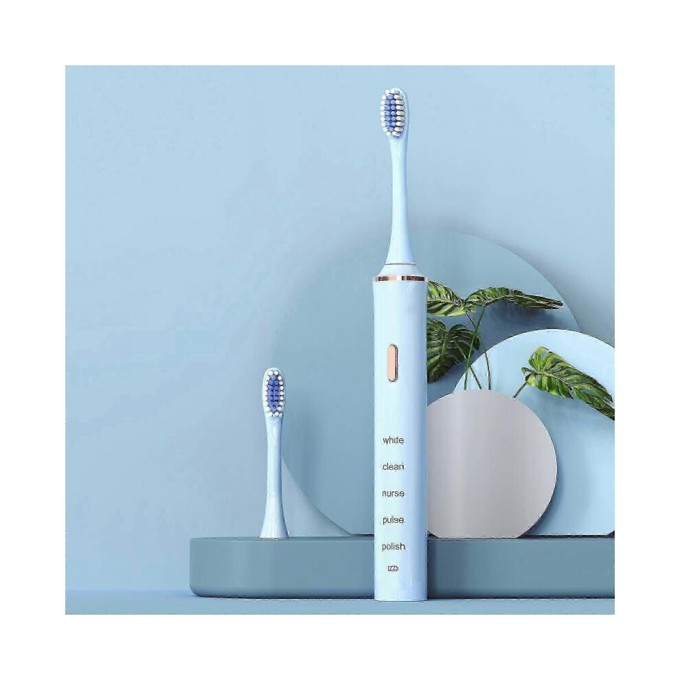 (Light Blue)Sonic Electric Toothbrush 5-Speed Electric Toothbrush Usb Rechargeable Electric Toothbrush Couple Style Toothbrush