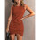 (S, Burnt Orange) Solid Ruched Side Pencil Hem Tank Dress 1