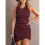 (S, Maroon) Solid Ruched Side Pencil Hem Tank Dress 1