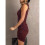 (S, Maroon) Solid Ruched Side Pencil Hem Tank Dress 2