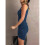 (M, Royal Blue) Solid Ruched Side Pencil Hem Tank Dress 2