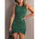 (M, Green) Solid Ruched Side Pencil Hem Tank Dress 1