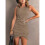 (XL, Apricot) Solid Ruched Side Pencil Hem Tank Dress 1