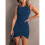 (M, Royal Blue) Solid Ruched Side Pencil Hem Tank Dress 3