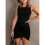 (L, Black) Solid Ruched Side Pencil Hem Tank Dress 3