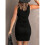 (L, Black) Solid Ruched Side Pencil Hem Tank Dress 2
