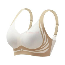 (White, 3XL) Super Gather Wireless Push-Up Bra, Lifting Anti-Sagging Wireless Push Up Bra New