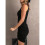 (M, Black) Solid Ruched Side Pencil Hem Tank Dress 3