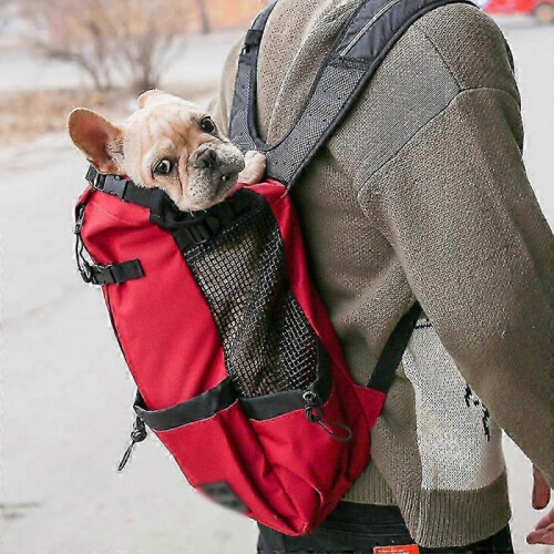 (L, Red) Dog Carrier Backpack For Small And Medium Pets Front Facing Adjustable Dog Backpack Carrier Fully Ventilated 2