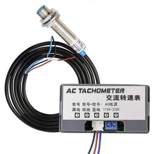 AC 220V 4 Digital LED RED Tachometer RPM Speed Meter+Hall Proximity Switch Sensor NPN 2