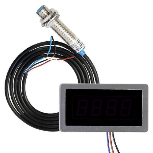 AC 220V 4 Digital LED RED Tachometer RPM Speed Meter+Hall Proximity Switch Sensor NPN 1