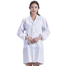 (XXL, White) Unisex Long Sleeve White Lab Coat Lapel Collar Button Down Medical Doctor Blouse