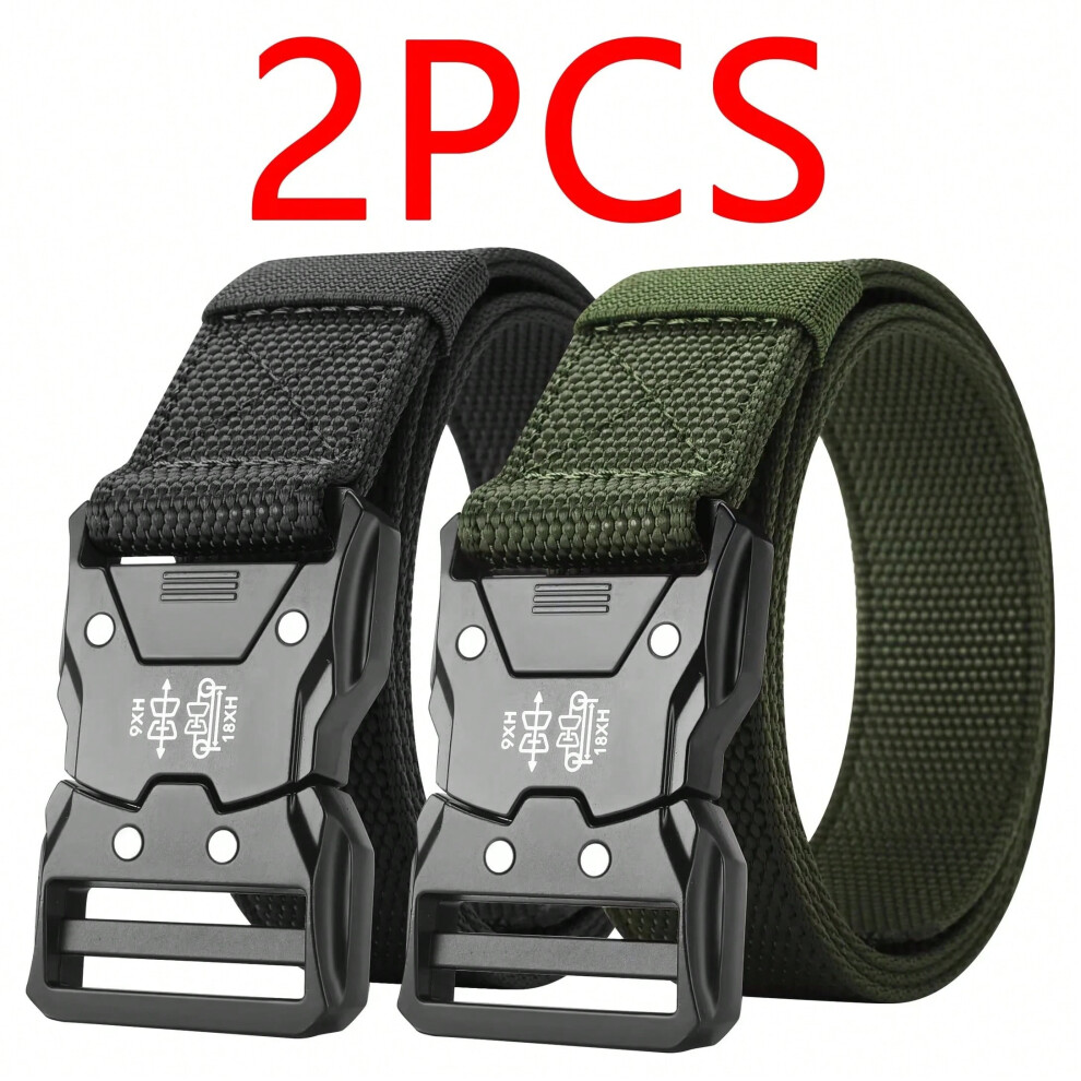 (2pcs black green, 125cm) Men's Belt Outdoor Multi Function Belt High Quality Canvas For Nylon Male Luxury Belts Women's Sports Jeans Belt Neutral Belts