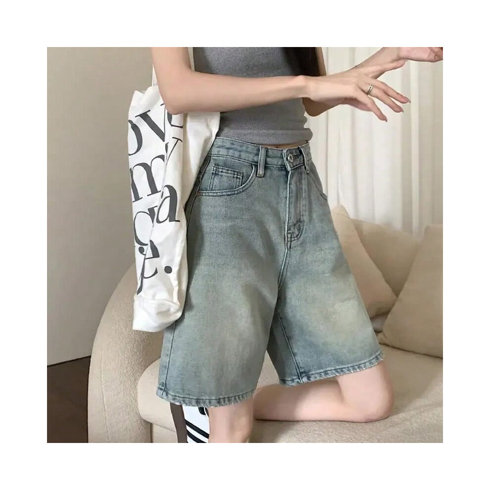 (light blue, XXL) Women Y2K Summer Streetwear Vintage Retro Korean Harajuku Baggy Denim Shorts Acubi Button High Waist Jean Short Pants Clothes