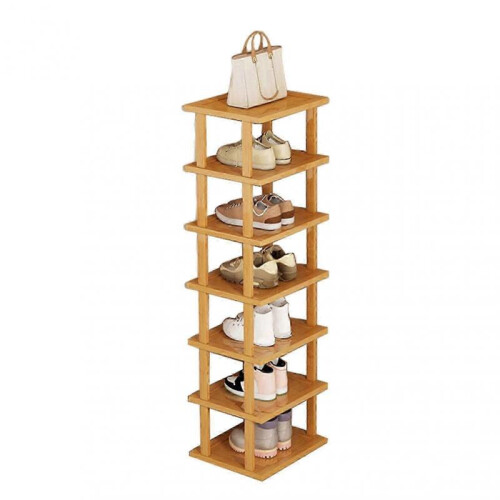 7-Tier Wooden Shoe Rack Narrow Space-Saving Organizer