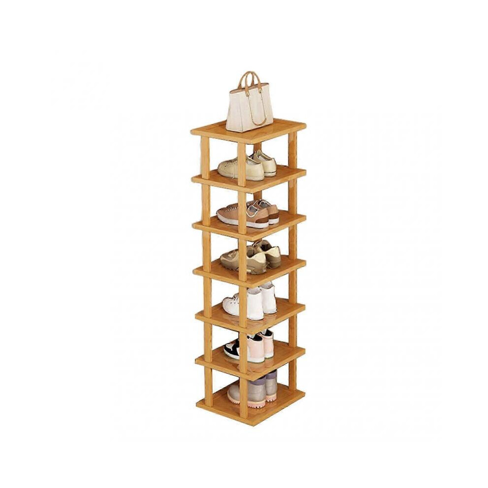7-Tier Wooden Shoe Rack Narrow Space-Saving Organizer
