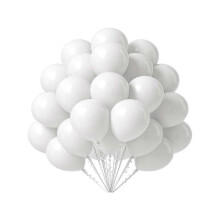 (B, White) 50pcs Solid Color Balloons for Christmas Mother's Day Graduation Party Decor