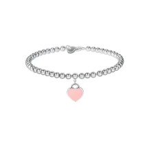 (Pink heart-shaped bracelet) Heart-shaped bracelet for women in red, blue and pink, simple and versatile, with oil drop enamel double heart-shaped necklace