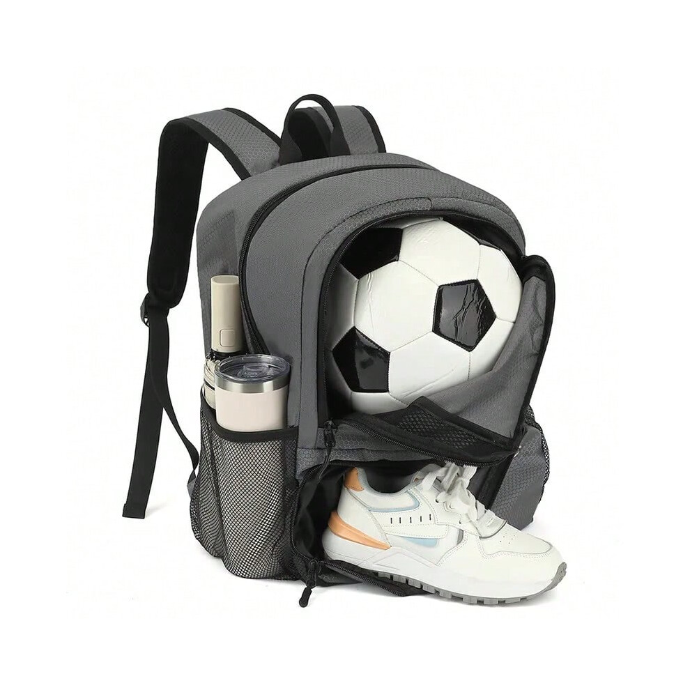 (Gray) Cross Border New Backpack Football Bag Waterproof Sports Equipment Bag Outdoor Basketball Volleyball Bag Convenient and Lightwei