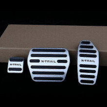(AT 3pcs Silver) Aluminum Car Foot Pedal Accelerator Fuel Brake Pedal Cover Pad For Nissan X-trail X Trail Xtrail T32 2014-2019 2020 Accessories